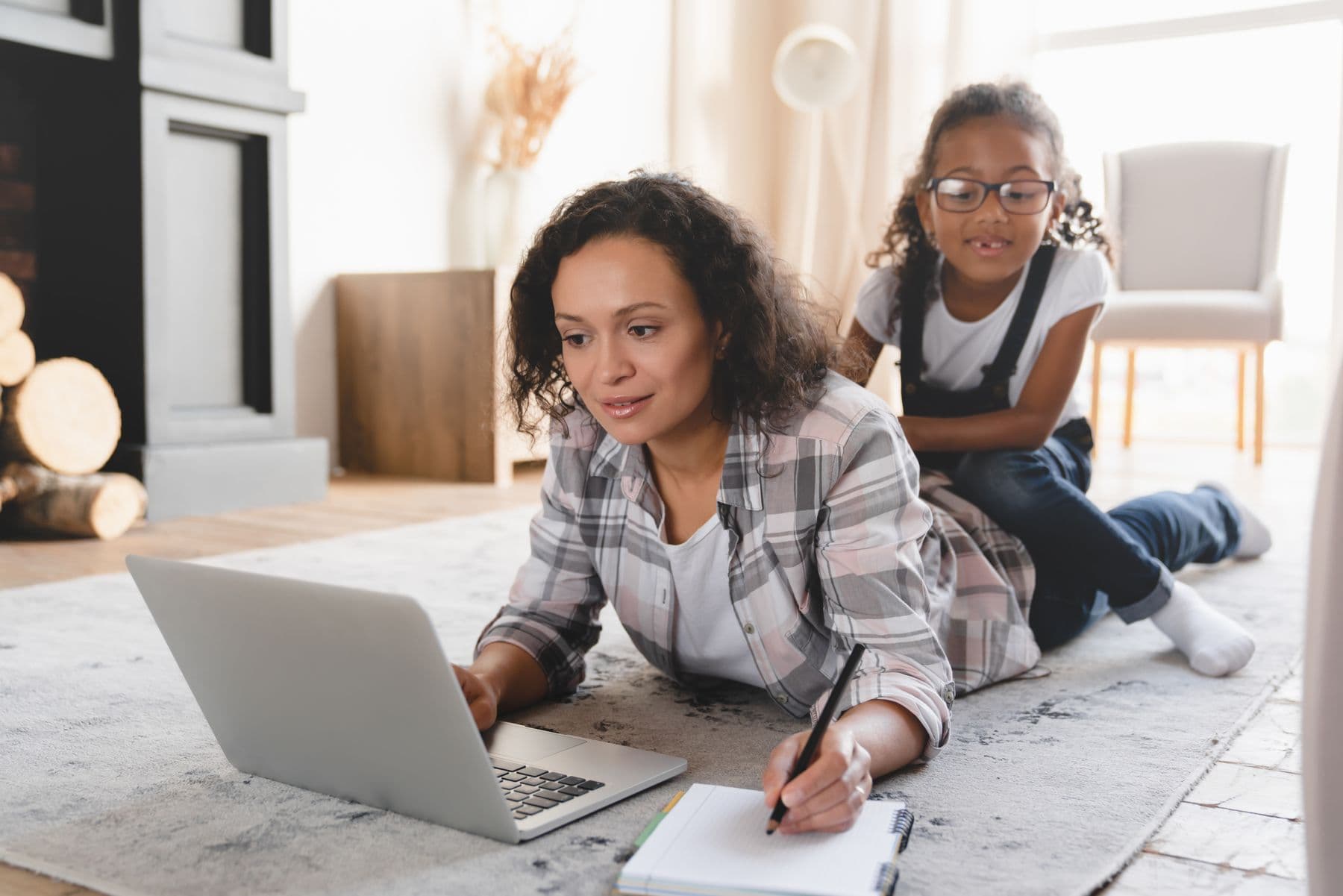 Mother and daughter at a laptop