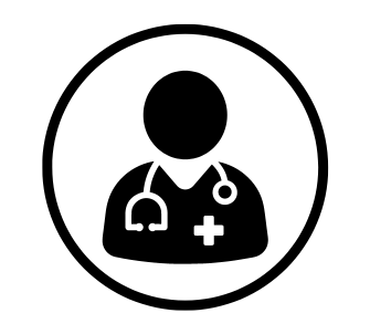 Surgeon Icon, Doctor in a circle. Black color
