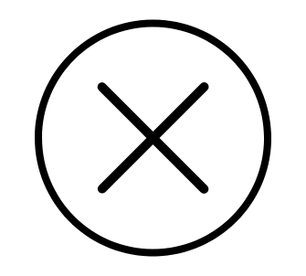 No Obligation Icon, a cross in a circle. Black Color