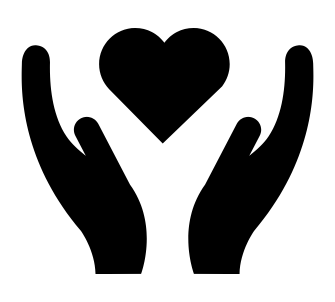 icons of hands with heart, black color