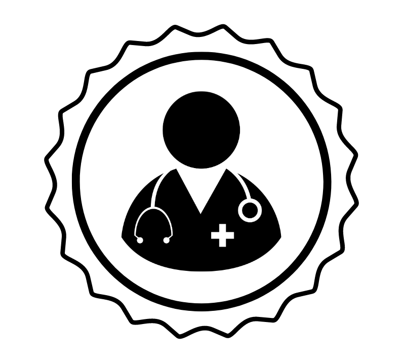 Handpicked Surgeon Icon in Black with writing below.